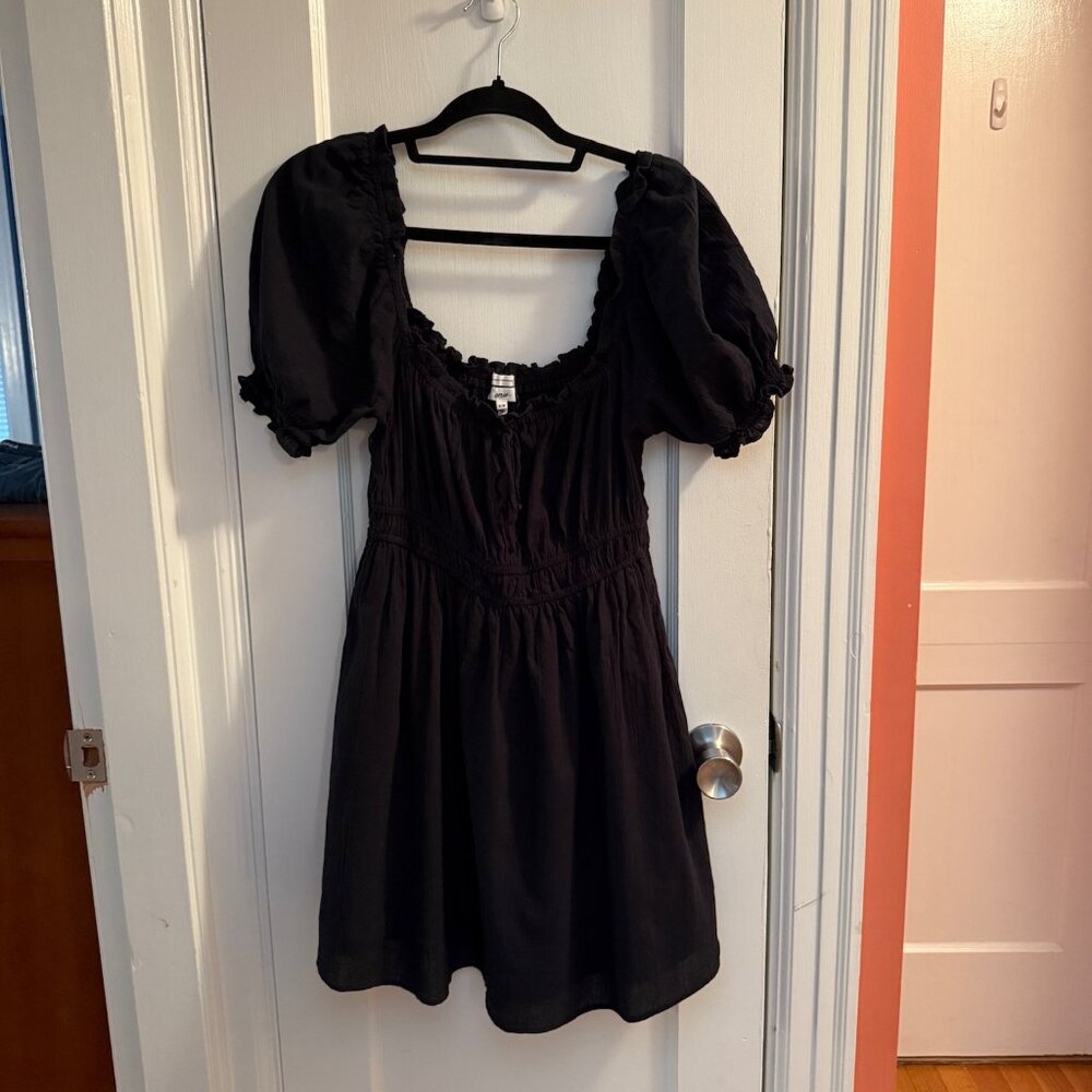 Aerie black puff sleeve mini dress M